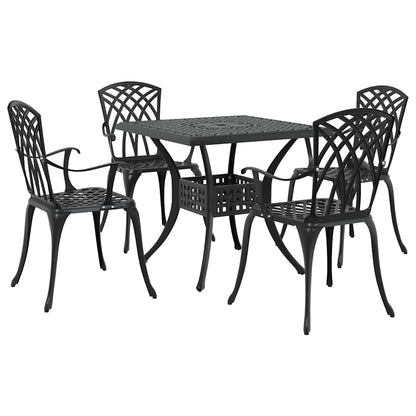 Set di Tavolo da Giardino 5 pcs Nero Alluminio pressofuso