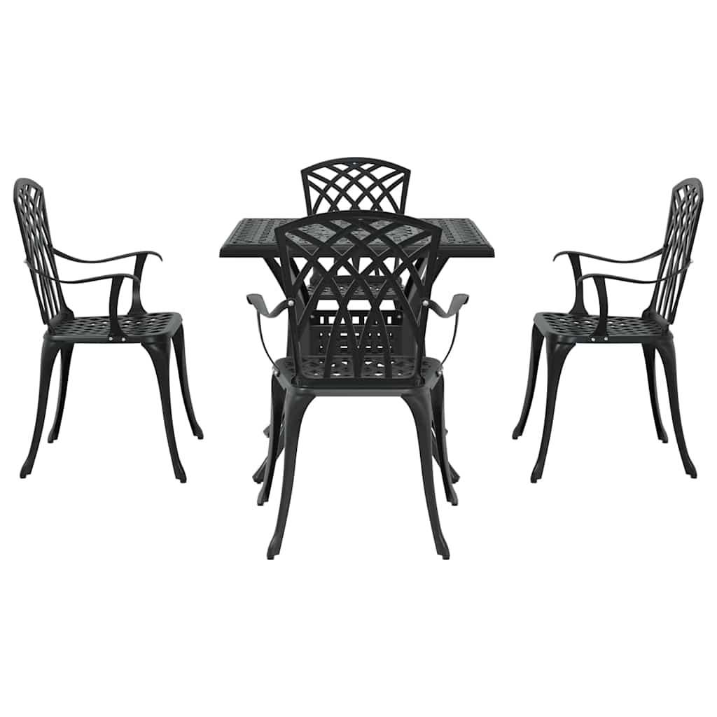 Set di Tavolo da Giardino 5 pcs Nero Alluminio pressofuso | homemem39