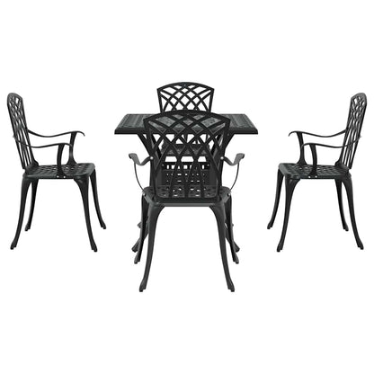 Set di Tavolo da Giardino 5 pcs Nero Alluminio pressofuso | homemem39