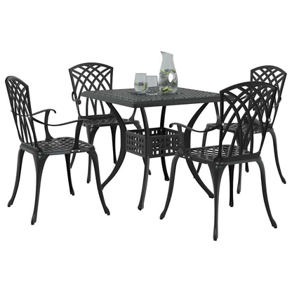 Set di Tavolo da Giardino 5 pcs Nero Alluminio pressofuso | homemem39