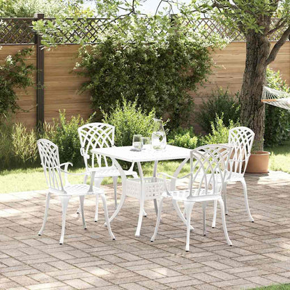 Set di Tavolo da Giardino 5 pcs Bianco Alluminio pressofuso