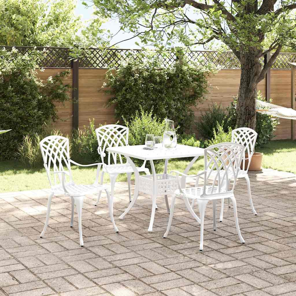 Set di Tavolo da Giardino 5 pcs Bianco Alluminio pressofuso