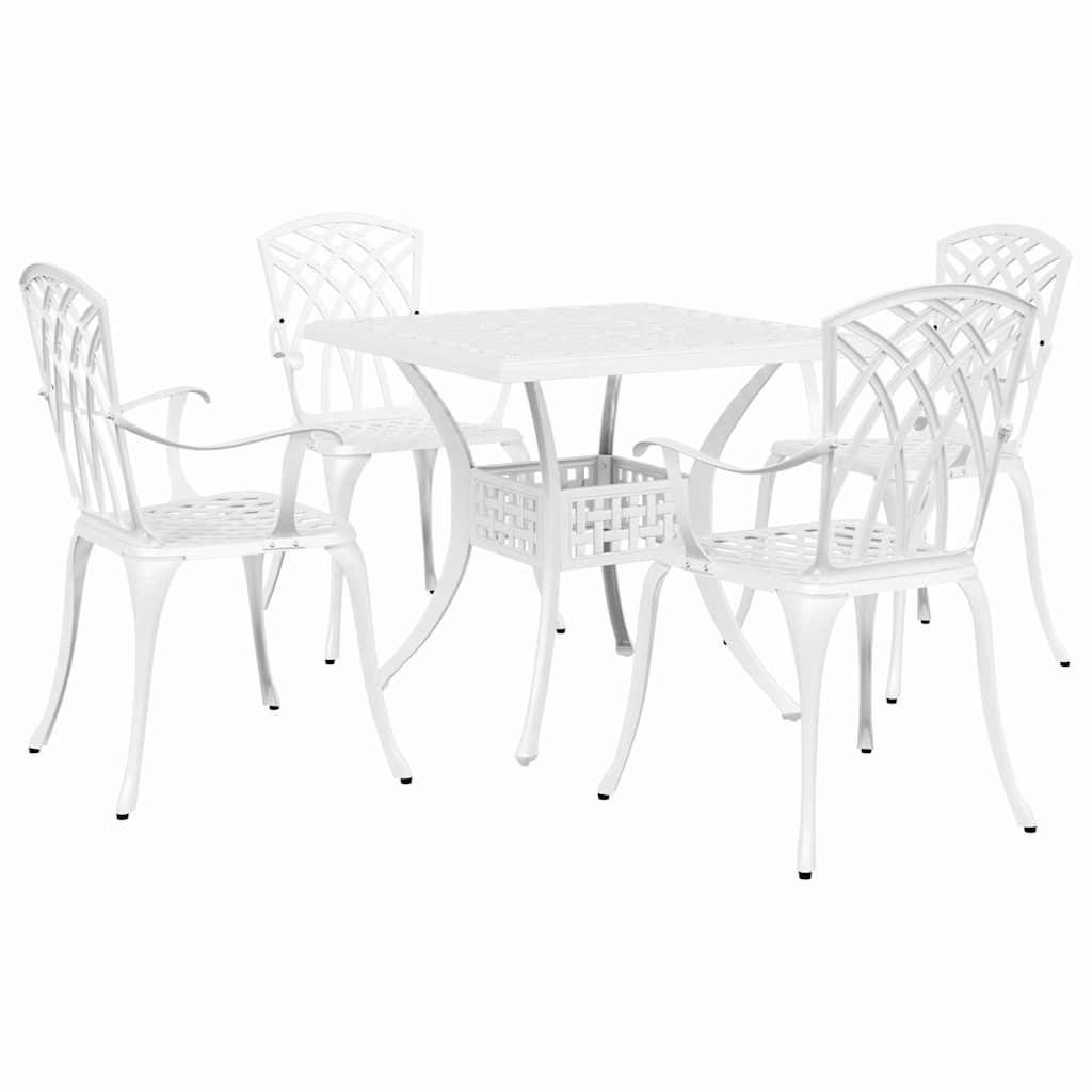 Set di Tavolo da Giardino 5 pcs Bianco Alluminio pressofuso