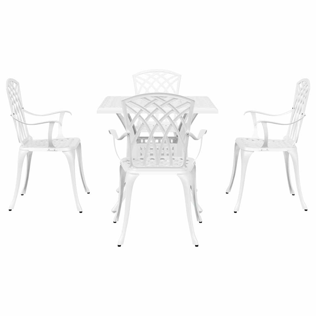 Set di Tavolo da Giardino 5 pcs Bianco Alluminio pressofuso | homemem39