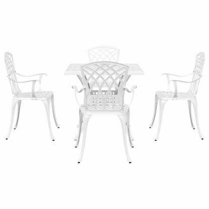 Set di Tavolo da Giardino 5 pcs Bianco Alluminio pressofuso | homemem39