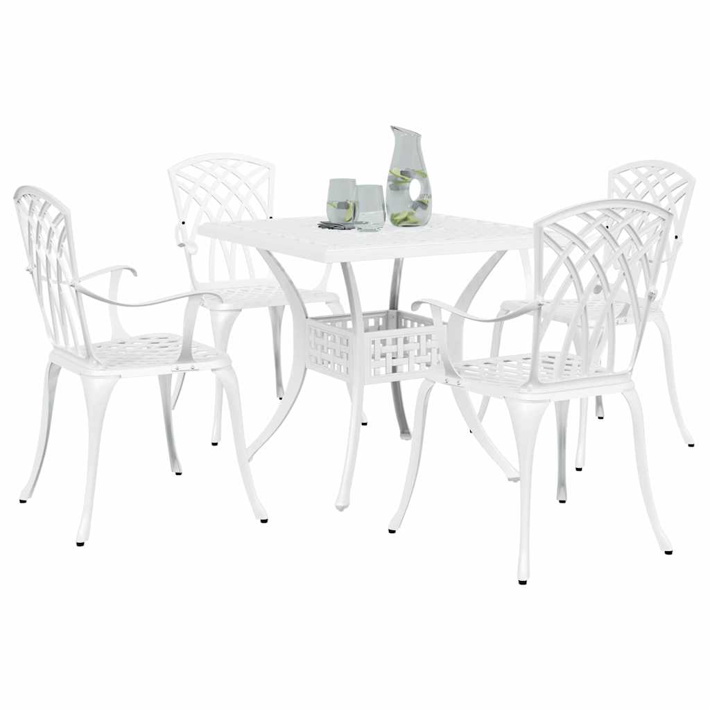 Set di Tavolo da Giardino 5 pcs Bianco Alluminio pressofuso | homemem39