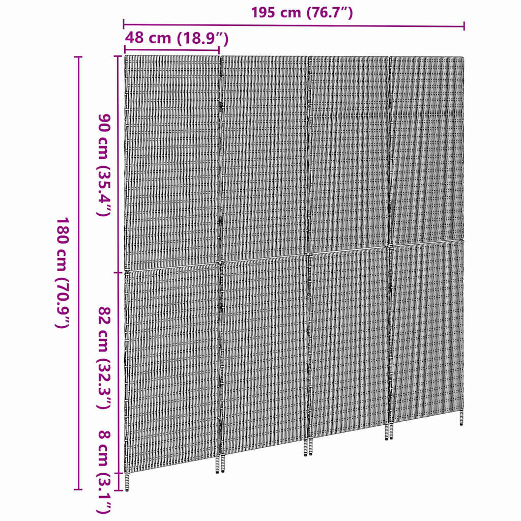 Divider per stanze Nero 195 x 180 cm polyrattan | homemem39