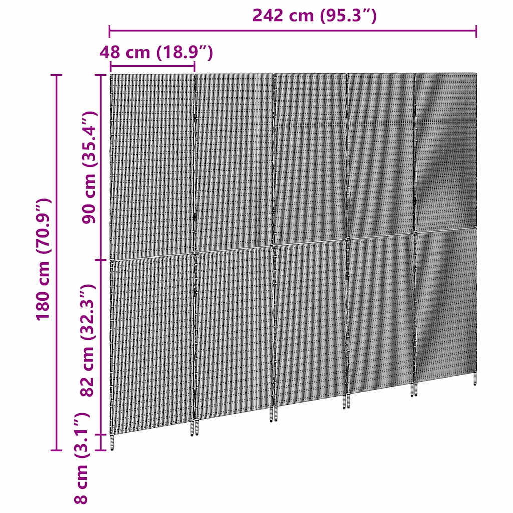 Divider per stanze Beige 242 x 180 cm polyrattan - homemem39
