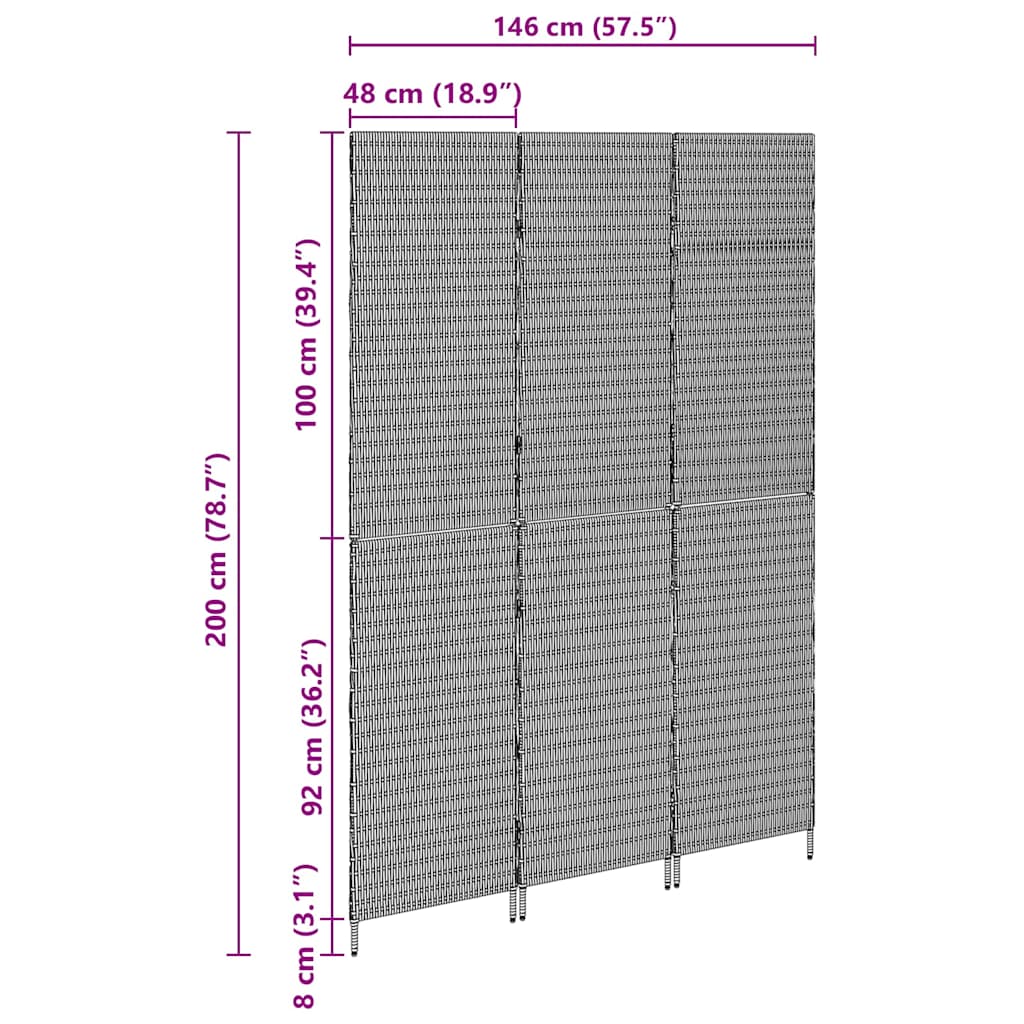 Divider per stanze Beige 146 x 200 cm polyrattan | homemem39