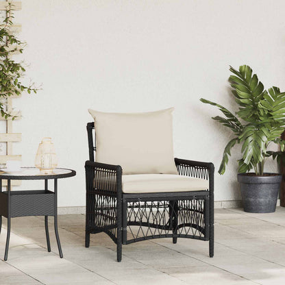 Sedia da Giardino con cuscino Nero 73 x 61 x 77 cm polyrattan | homemem39