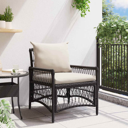 Sedia da Giardino con cuscino Nero 73 x 61 x 77 cm polyrattan | homemem39