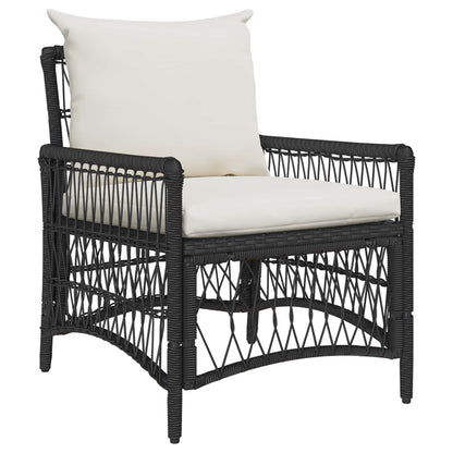 Sedia da Giardino con cuscino Nero 73 x 61 x 77 cm polyrattan | homemem39
