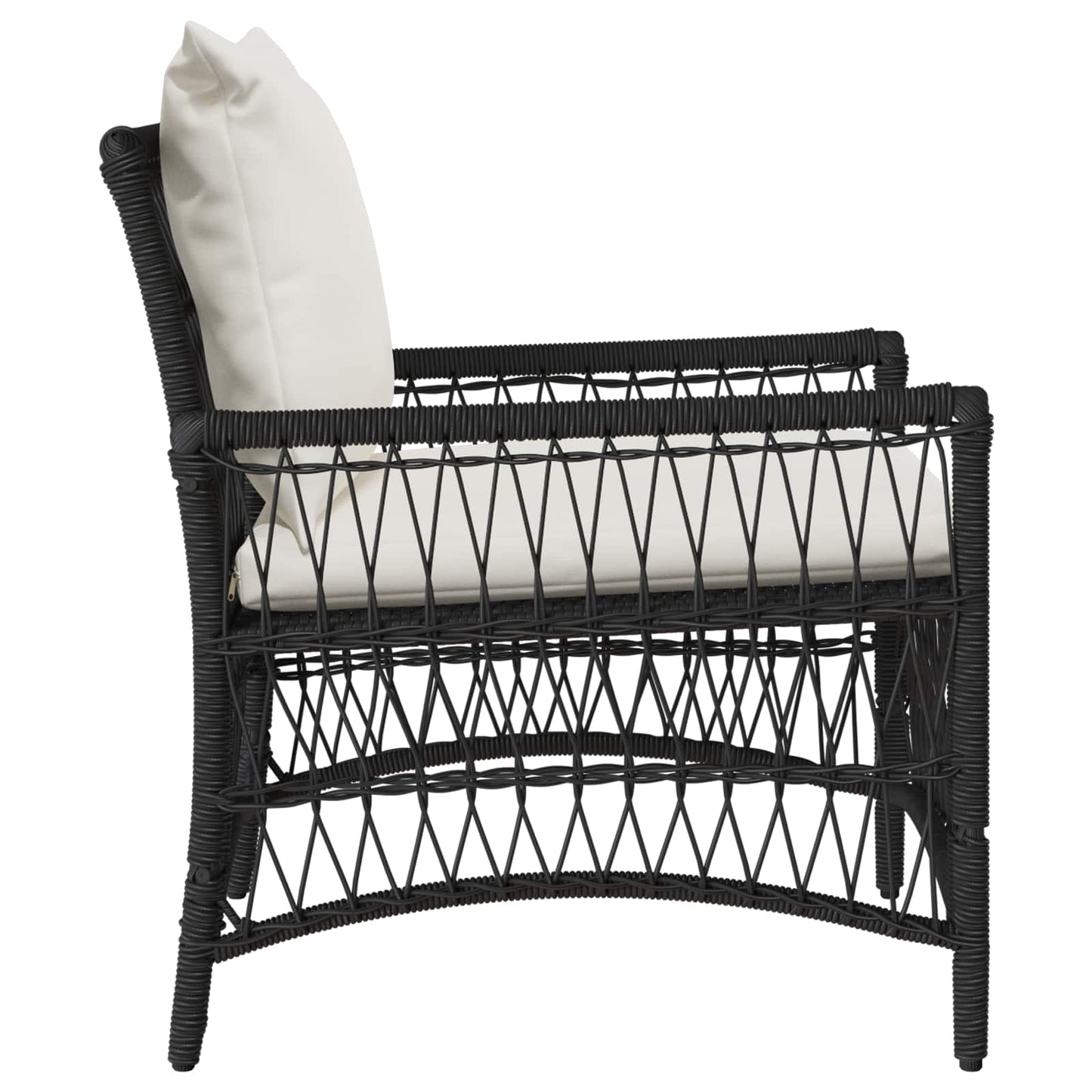 Sedia da Giardino con cuscino Nero 73 x 61 x 77 cm polyrattan