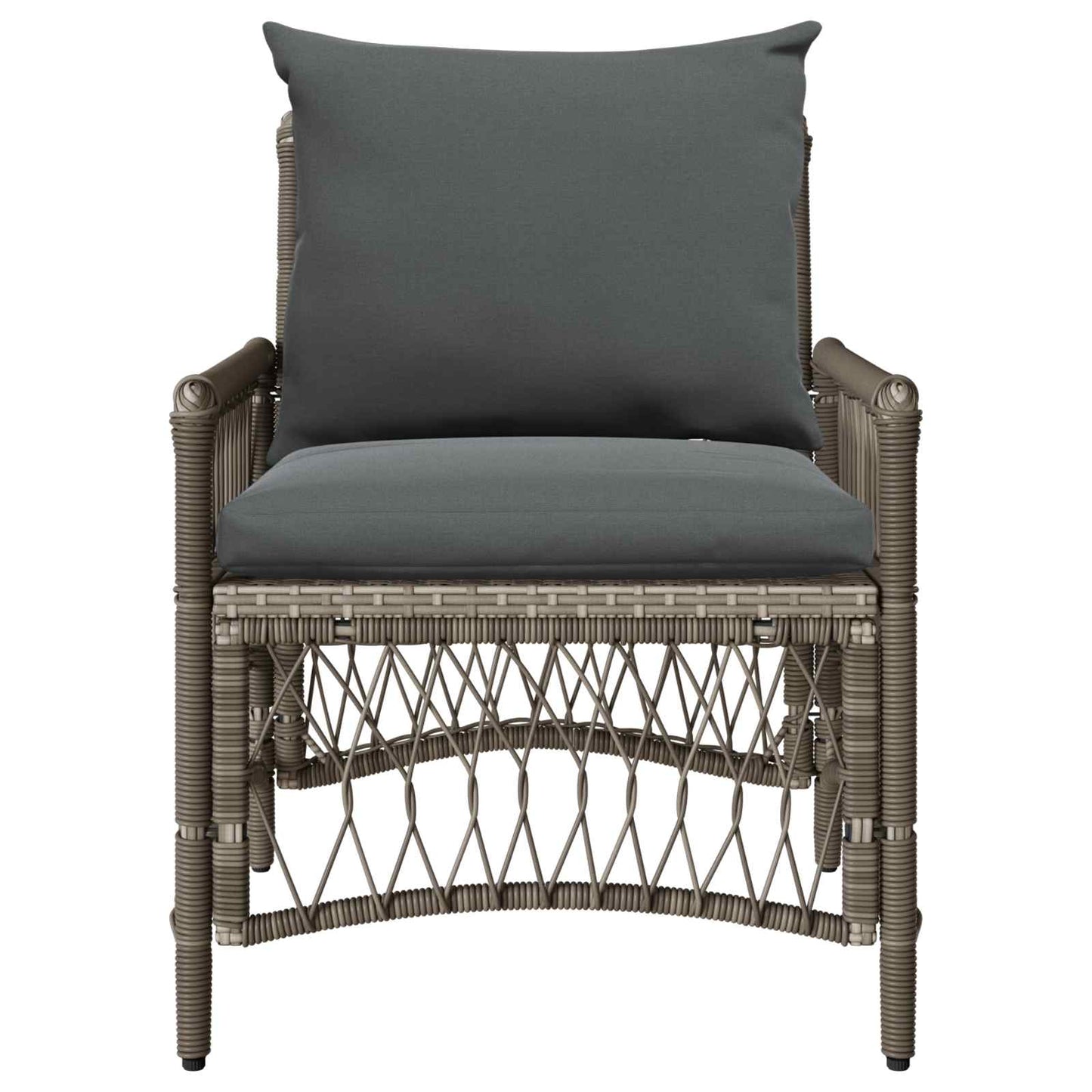 Sedia da Giardino con cuscino Grigio 73 x 61 x 77 cm polyrattan