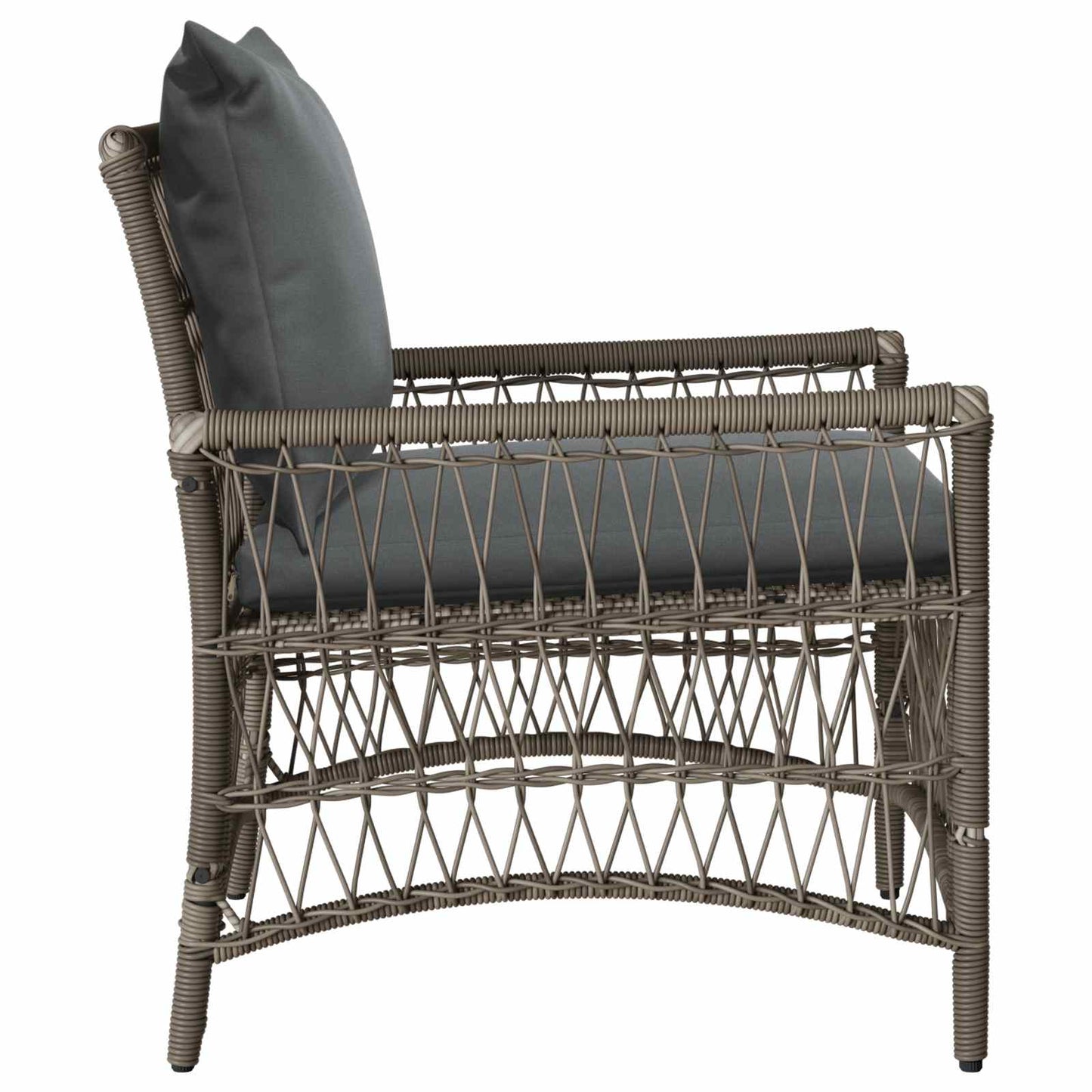 Sedia da Giardino con cuscino Grigio 73 x 61 x 77 cm polyrattan