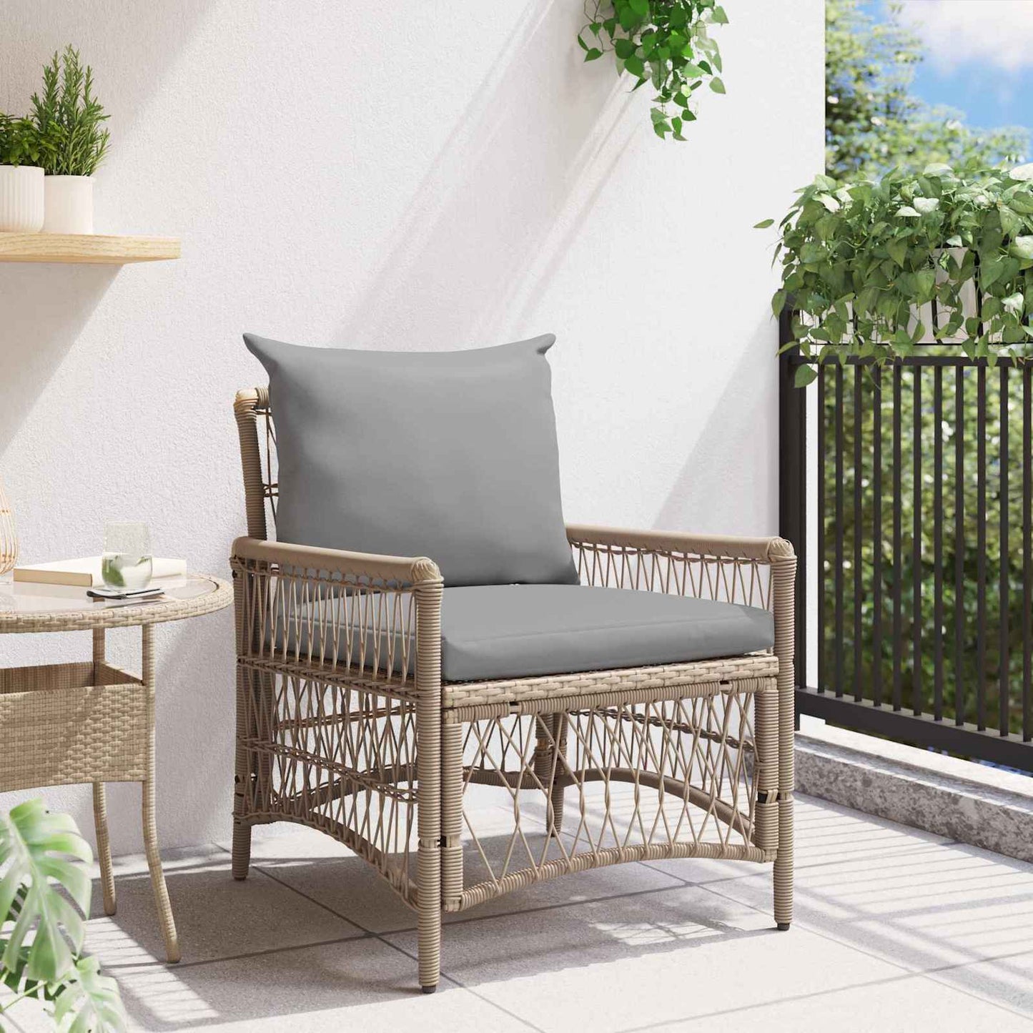 Sedia da Giardino con cuscino Beige 73 x 61 x 77 cm polyrattan | homemem39
