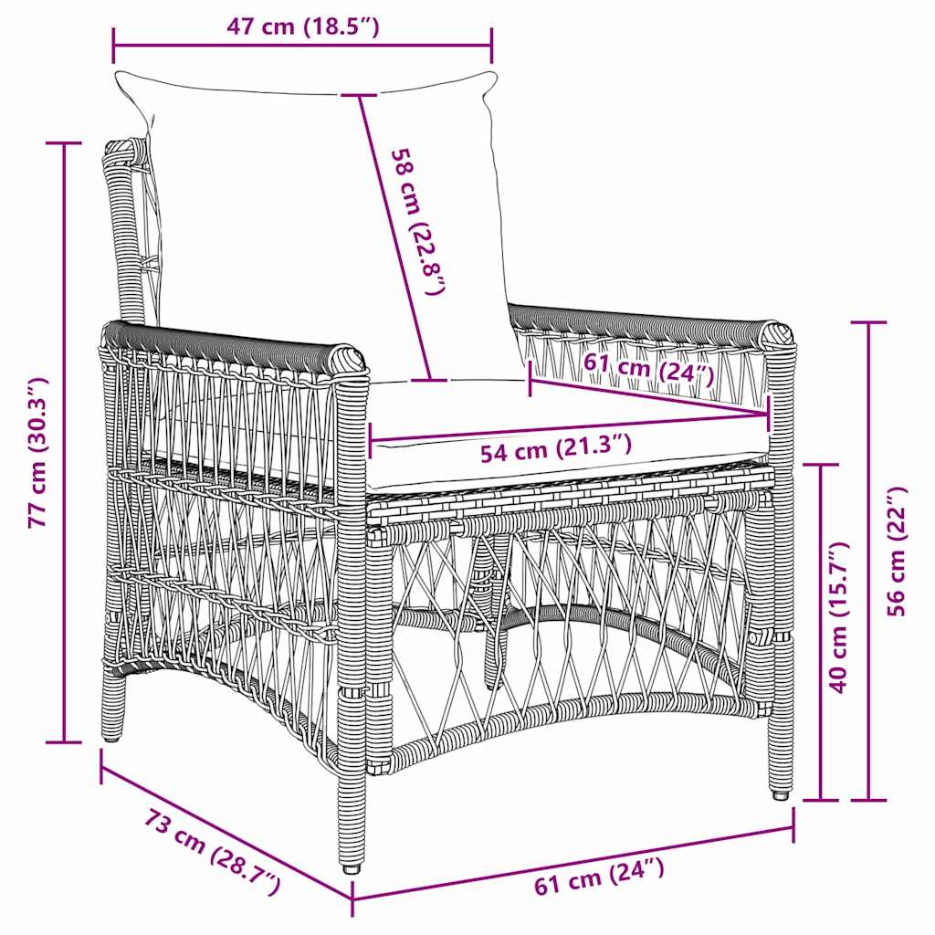 Sedia da Giardino Marrone 73 x 61 x 77 cm polyrattan