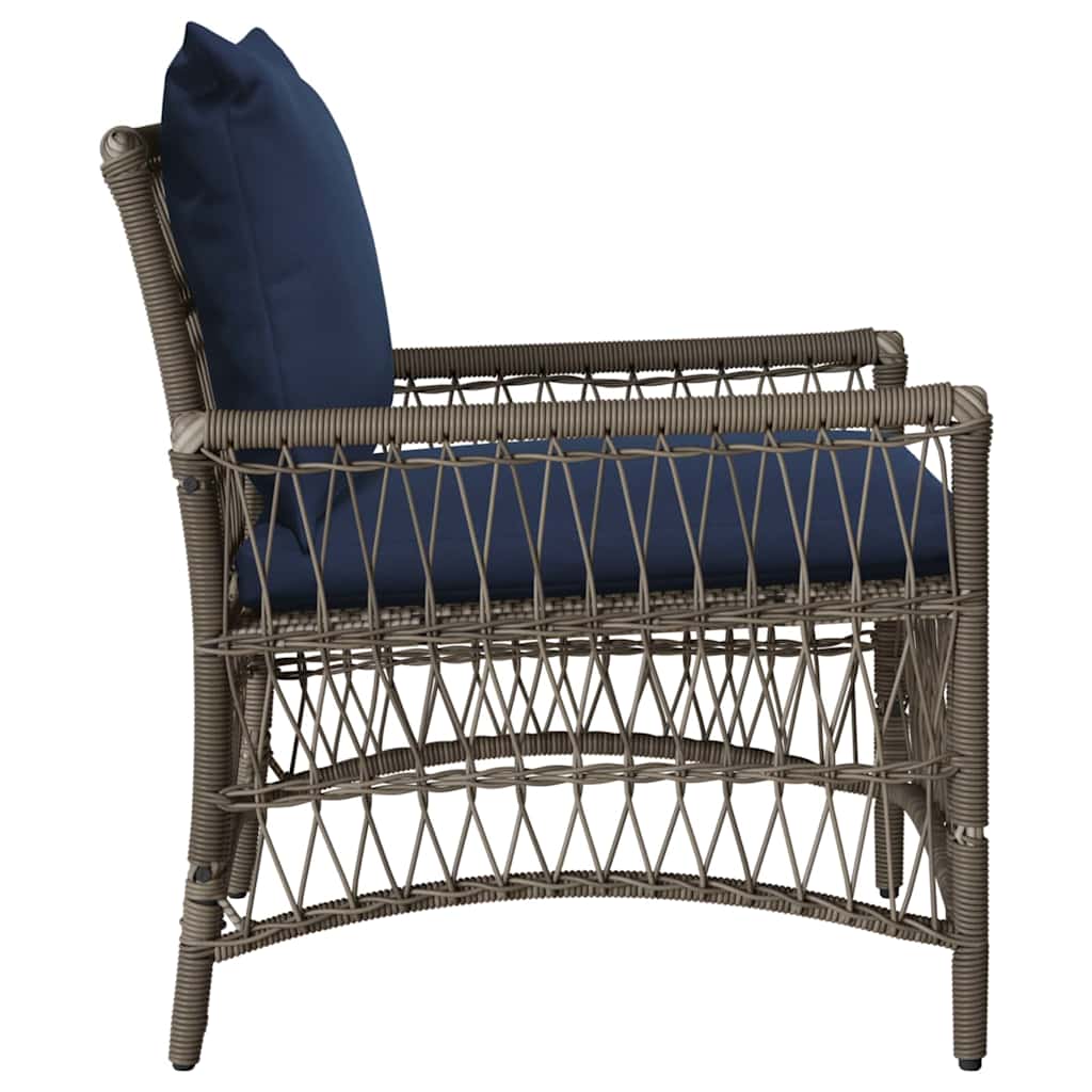 Sedia da Giardino con cuscino Grigio 73 x 61 x 77 cm polyrattan