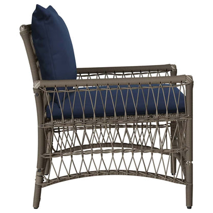 Sedia da Giardino con cuscino Grigio 73 x 61 x 77 cm polyrattan