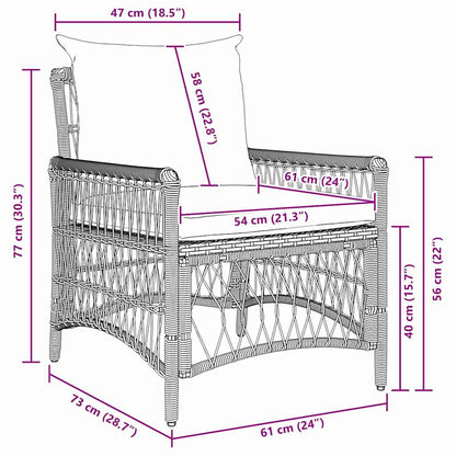 Sedia da Giardino con cuscino Grigio 73 x 61 x 77 cm polyrattan