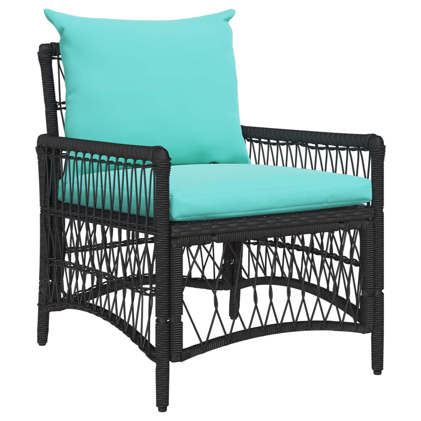 Sedia da Giardino con cuscino Nero 73 x 61 x 77 cm polyrattan