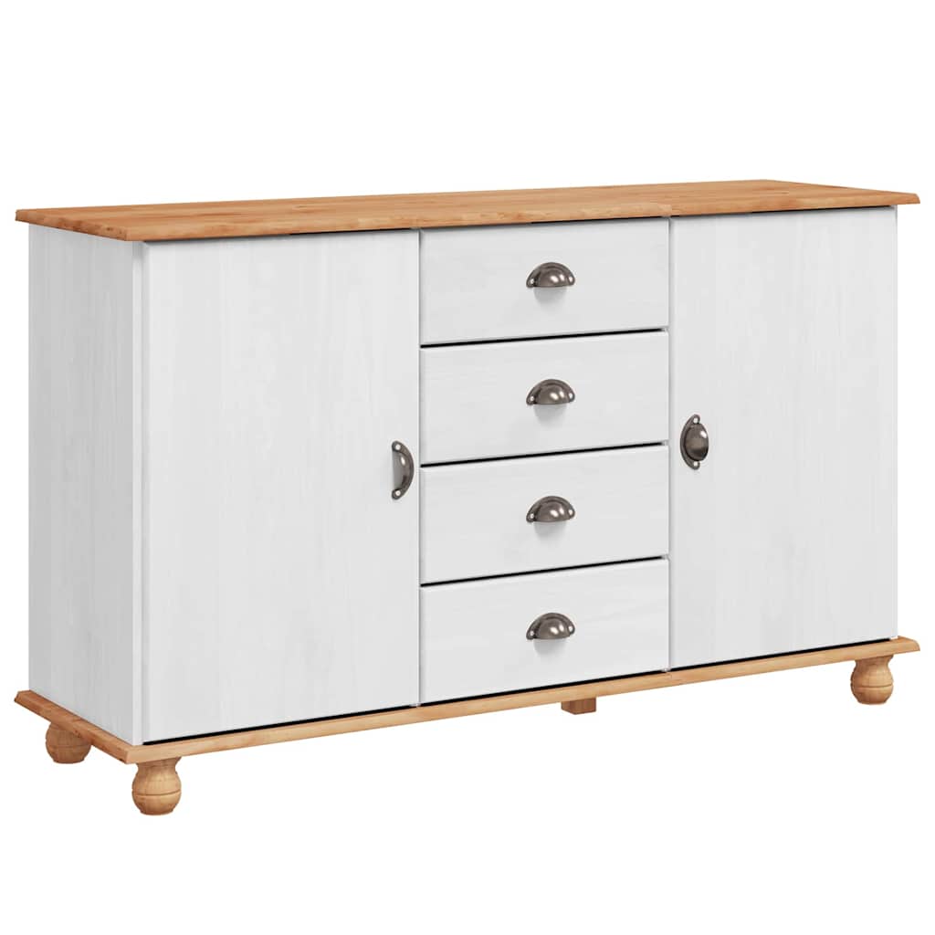 Credenza ASKIM Bianco 133.5 x 40 x 79 cm Legno di pino massello - homemem39