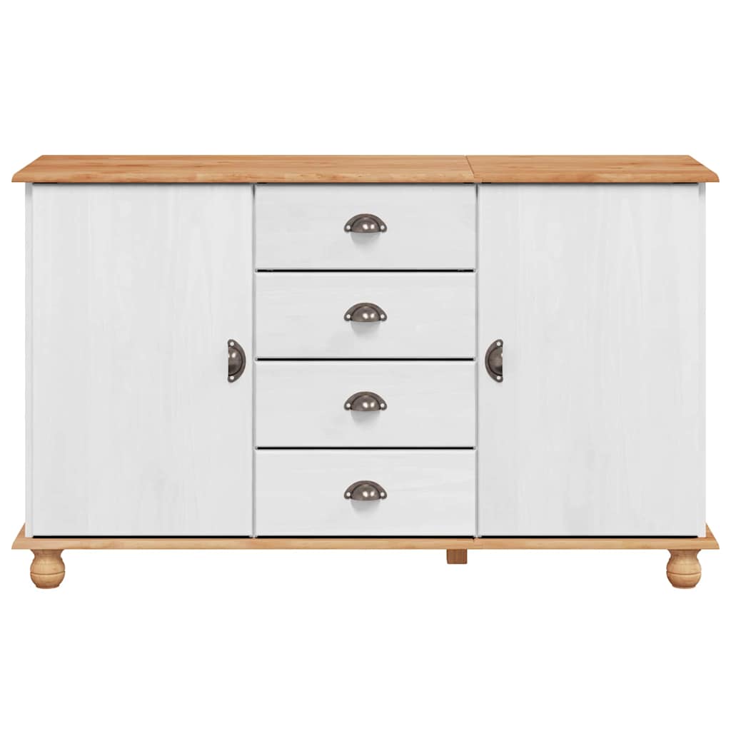 Credenza ASKIM Bianco 133.5 x 40 x 79 cm Legno di pino massello - homemem39