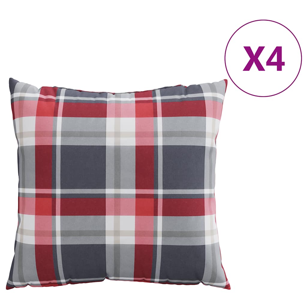 Cuscini per divano 4 pz Rossi a Quadri 50x50 cm in Tessuto | homemem39