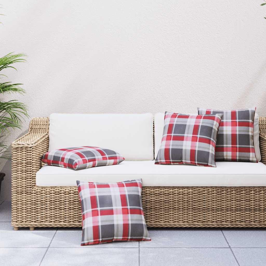 Cuscini per divano 4 pz Rossi a Quadri 50x50 cm in Tessuto | homemem39