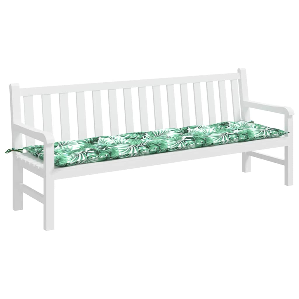Cuscino per panchina da giardino con motivo a foglie 200x50x7cm
