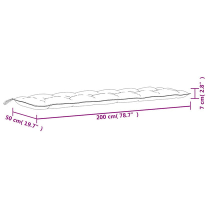Cuscino per panchina da giardino con motivo a foglie 200x50x7cm