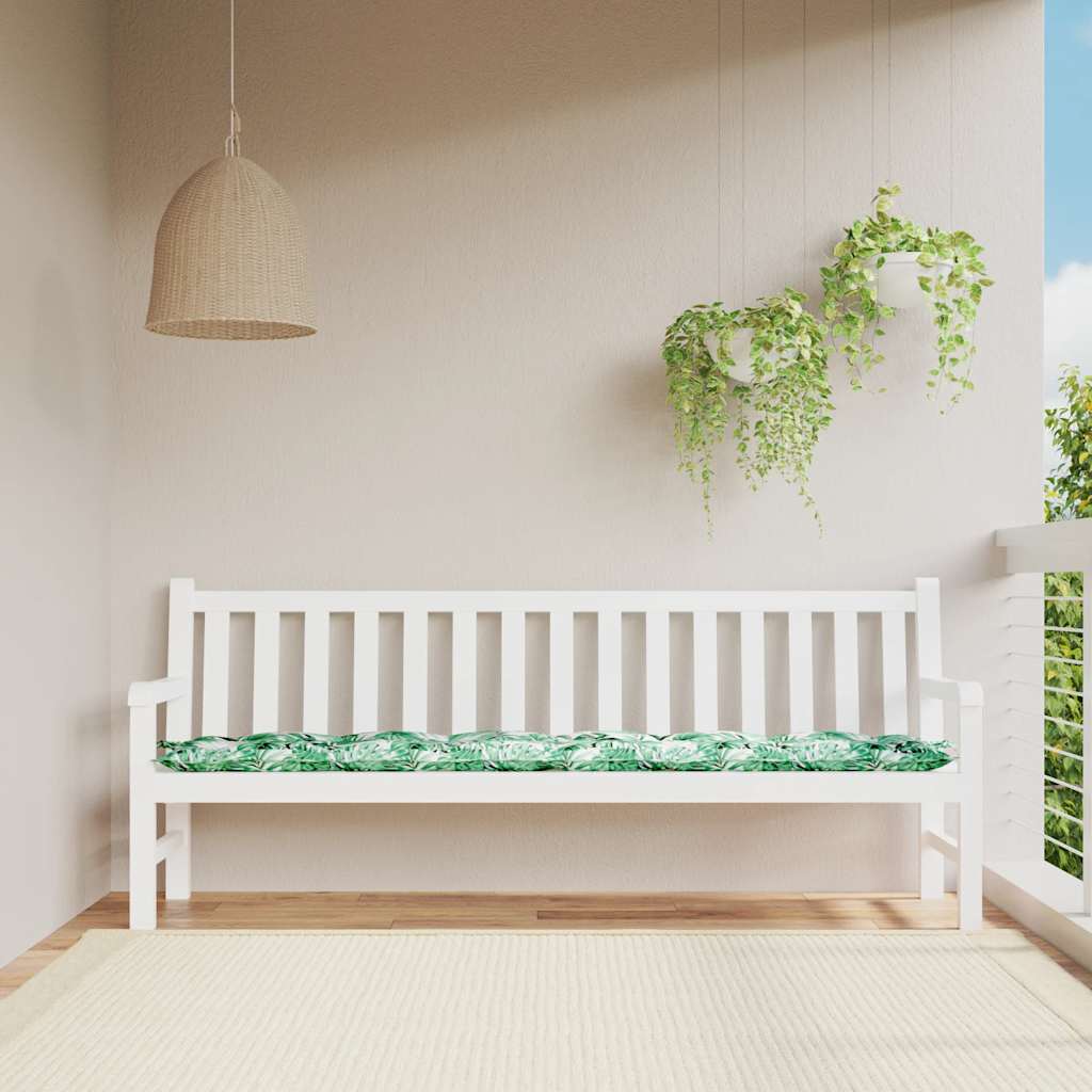 Cuscino per panchina da giardino con motivo a foglie 200x50x7 cm Tessuto Oxford | homemem39