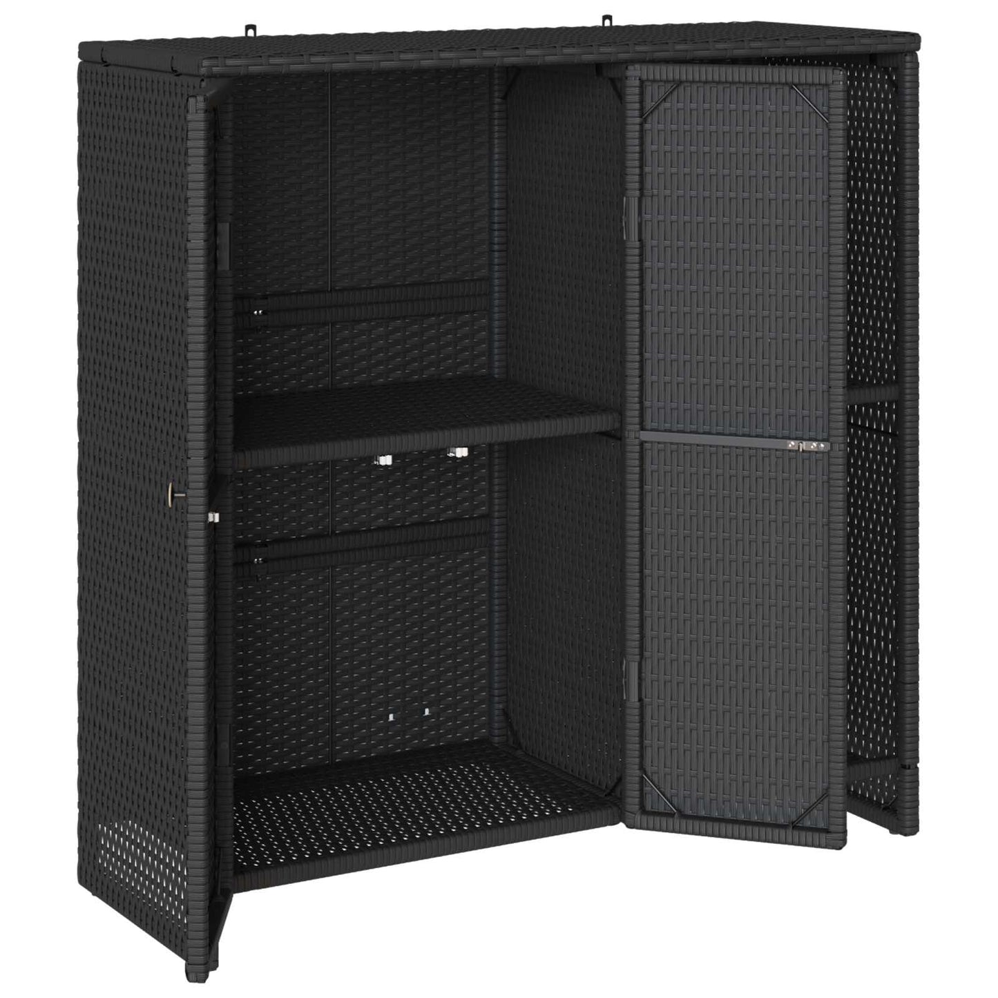 Armadio con lo scaffale con porta Nero 100 x 36 x 102 cm Rattan
