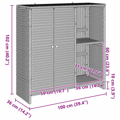 Armadio con lo scaffale con porta Nero 100 x 36 x 102 cm Rattan