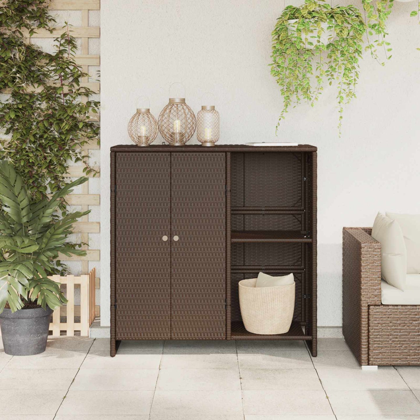 Armadio con lo scaffale Marrone 100 x 36 x 102 cm Rattan