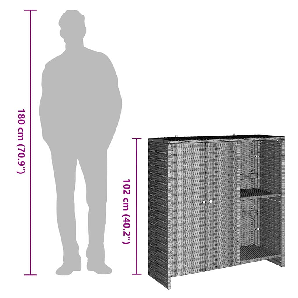 Armadio con lo scaffale Grigio chiaro 100 x 36 x 102 cm Rattan