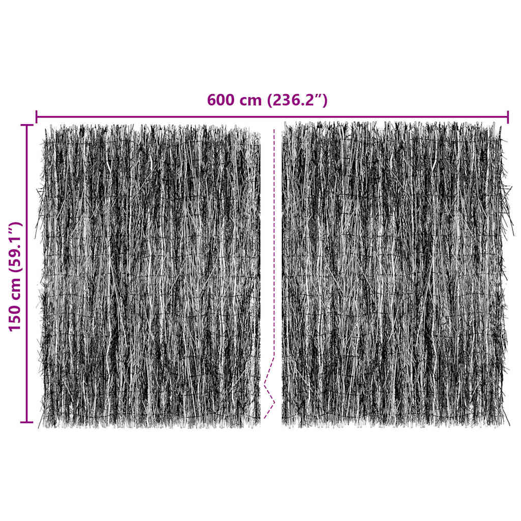 Recinzione in fascine Marrone 600 x 150 cm Ramo di bosco