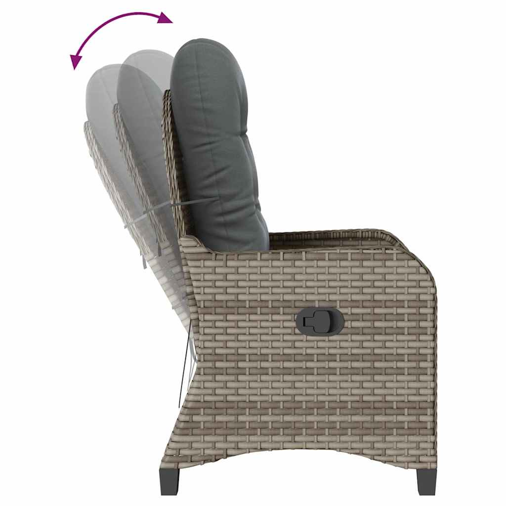 Poltrona reclinabile Grigio 56 x 66 x 95cm polyrattan - homemem39