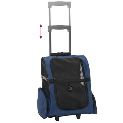 Carrello per animali domestici 3 in 1 Design Blu 48x32x(57-106) cm Tessuto Oxford