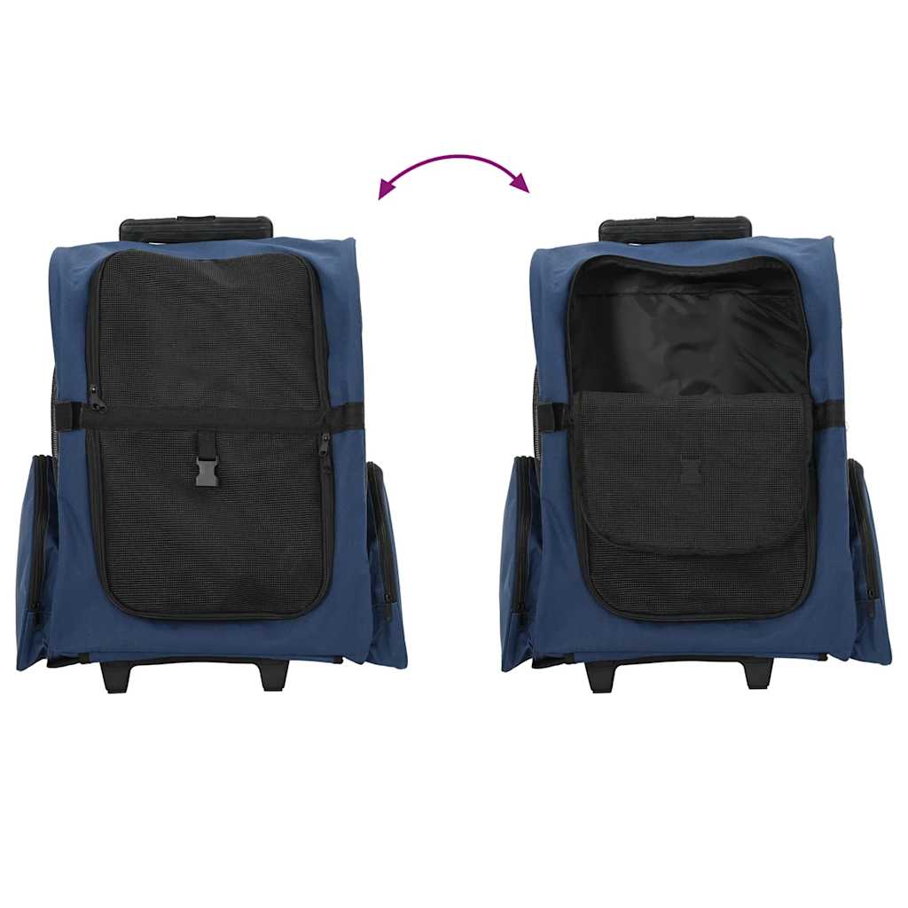 Carrello per animali domestici 3 in 1 Design Blu 48x32x(57-106) cm Tessuto Oxford