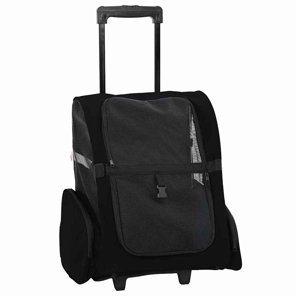 Carrello per Animali 3 in 1 Design Nero 48x32x57 cm Tessuto Oxford - homemem39