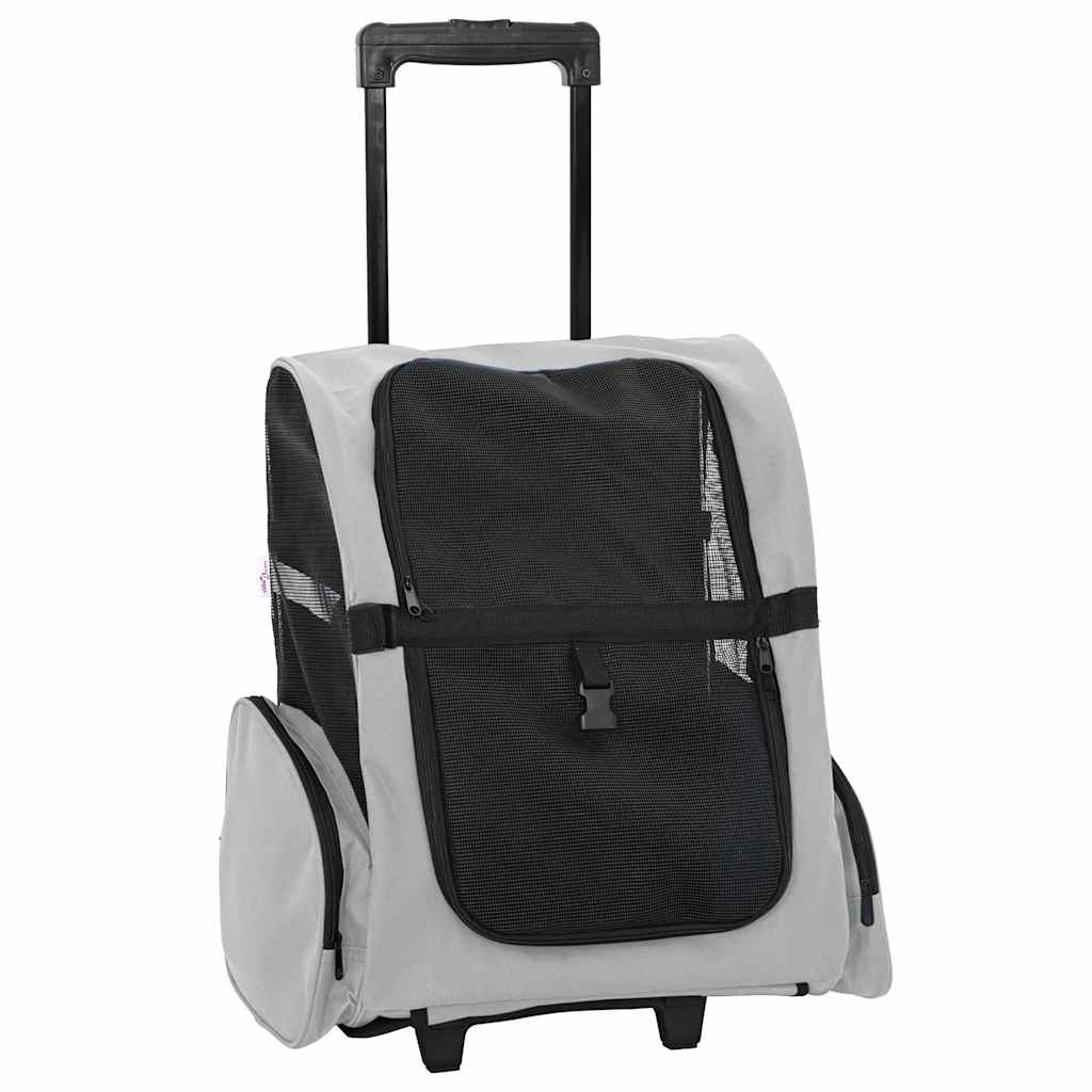 Carrello per animali domestici 3 in 1 design grigio 48x32x(57-106) cm tessuto Oxford | homemem39