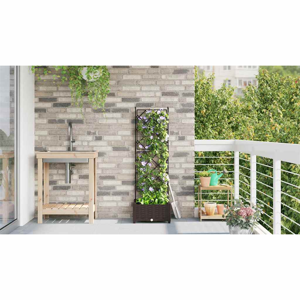 Vaso da Giardino con Trellis Marrone 40 x 40 x 125.5 cm PP - homemem39