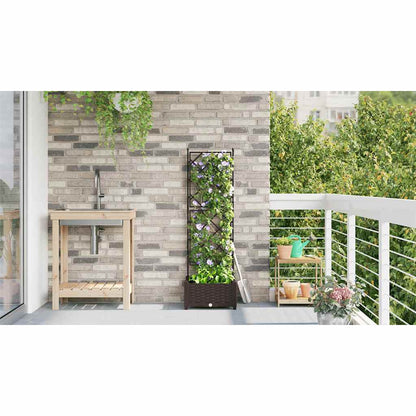 Vaso da Giardino con Trellis Marrone 40 x 40 x 125.5 cm PP - homemem39