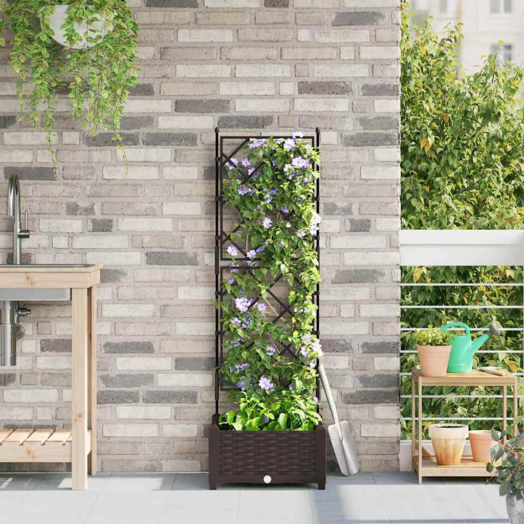 Vaso da Giardino con Trellis Marrone 40 x 40 x 125.5 cm PP - homemem39