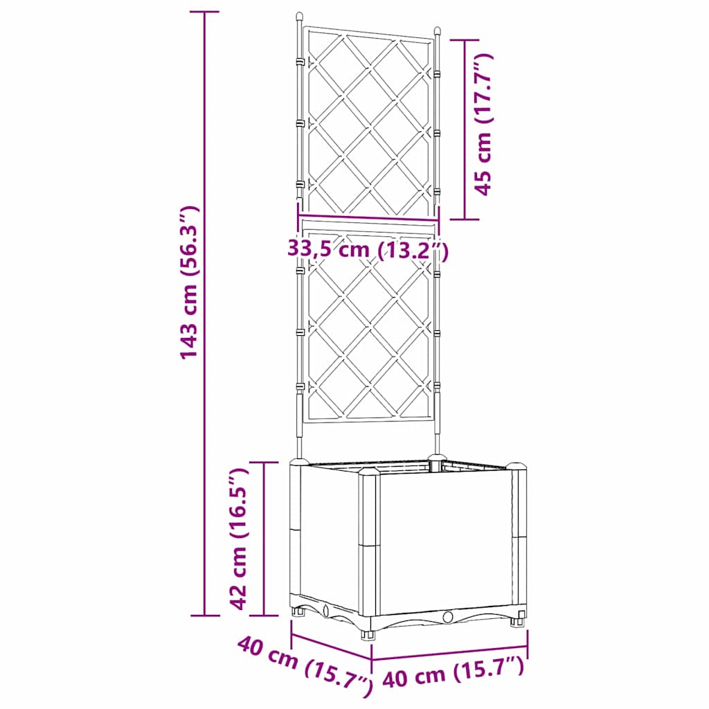 Vaso da giardino Marrone 40 x 40 x 143 cm PP | homemem39