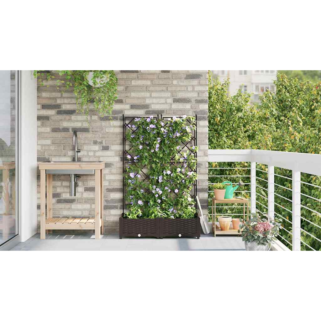 Vaso da Giardino con Trellis 2 pcs Marrone 80 x 40 x 125.5 cm - homemem39