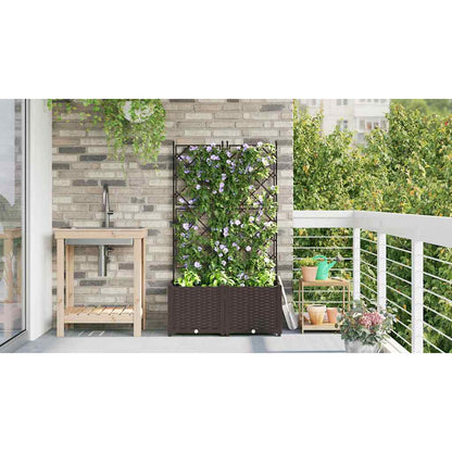 Vaso da Giardino con Trellis 2 pcs Marrone 80 x 40 x 143 cm PP - homemem39