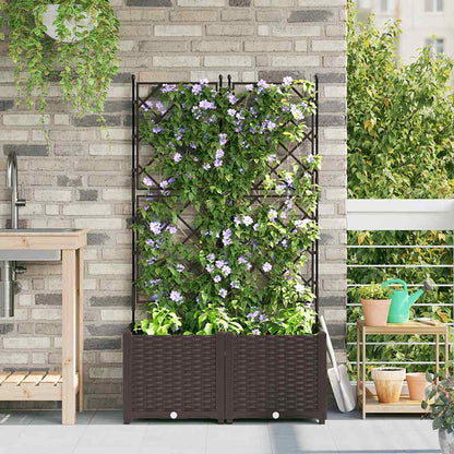 Vaso da Giardino con Trellis 2 pcs Marrone 80 x 40 x 143 cm PP - homemem39