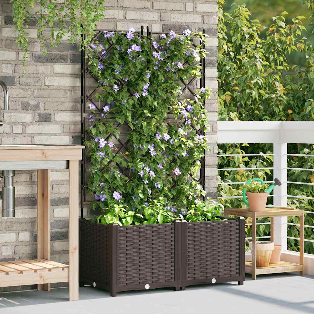 Vaso da Giardino con Trellis 2 pcs Marrone 80 x 40 x 143 cm PP - homemem39